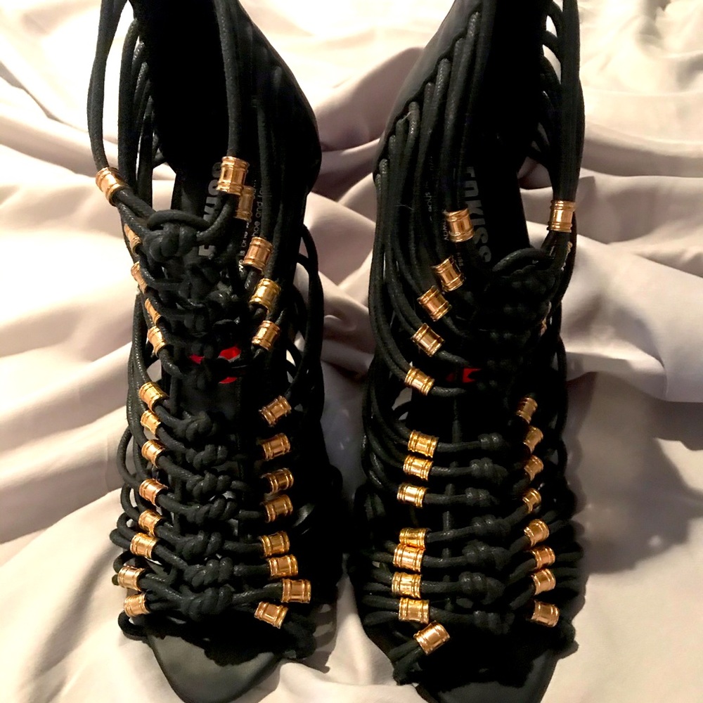 Black with Gold High Heels